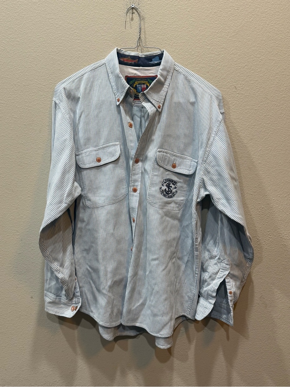 Vintage Pusser’s West Indies Seersucker Long Sleeve Button Down Shirt Striped